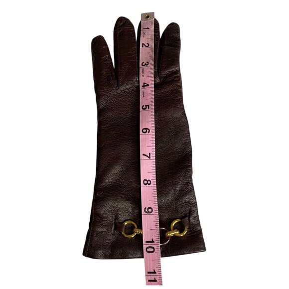 Vtg Guanto Sim Simeone Leather Driving Gloves Womens 8 Brown Wool Lined Italy - Picture 12 of 13